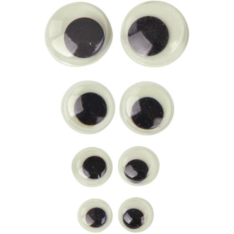 Rayher Knutsel/hobby wiebel oogjes - glow in the dark - bewegend - 4 formaten - 120x stuks -