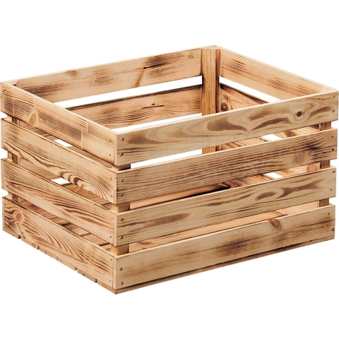 Fruitkisten opslagbox - old look - lichtbruin - hout - L46 x B36 x H28 cm -