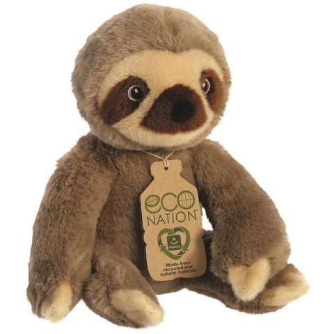 Aurora Eco Nation Pluche luiaard - bruin - 24 cm - jungle dieren thema -