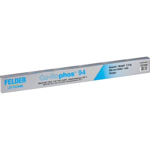Felder Koperhardsoldeer | Cu94 P6 | D2xL500mm blank | 1 kg | 1 stuk - 330120501 330120501