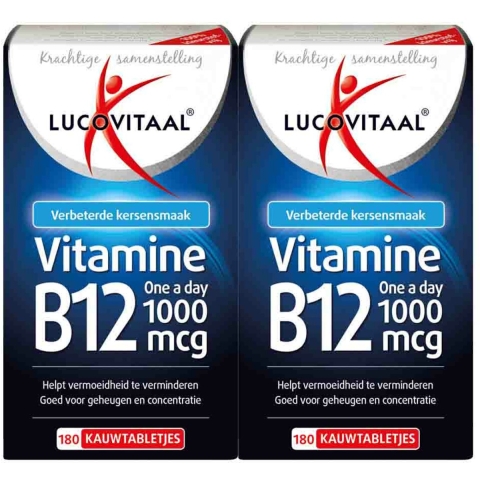 Gratis Verzending: 2x Lucovitaal Vitamine B12 1000mcg 180 kauwtabletten