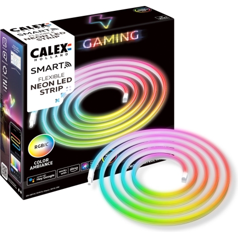 Calex Gaming Neon Flex LED Strip - Razer Chroma Compatibel - Smart Home - RGBIC Synchronisatie voor PC - 2m