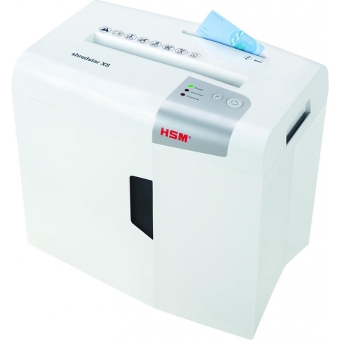 HSM shredstar X8 Papierversnipperaar Cross cut 4.5 x 30 mm 18 l Aantal bladen (max.): 8 vellen Ook geschikt voor Paperclips, CDs, DVDs, Nietjes, Creditcards