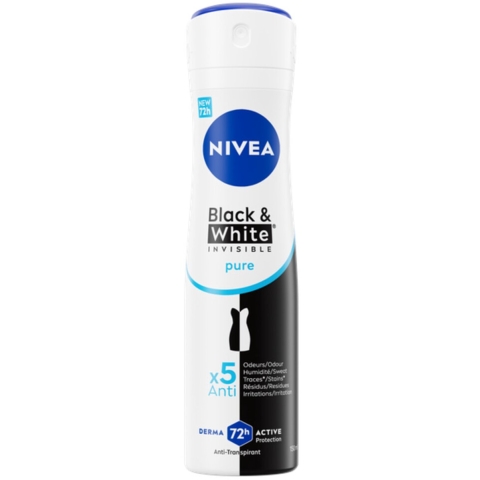 3x Nivea Deodorant Spray Invisible For Black&White Pure 150 ml