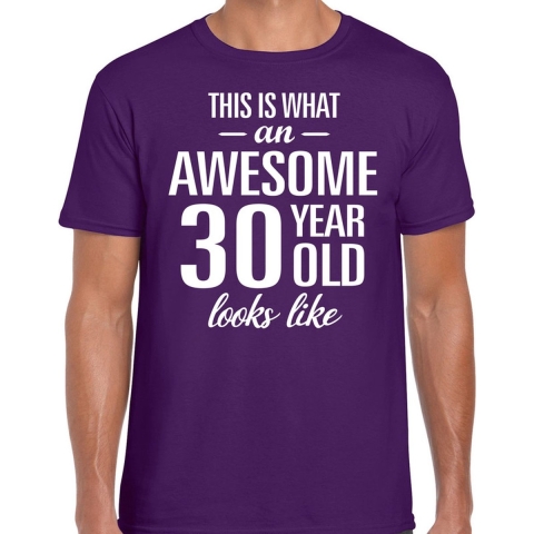 Awesome 30 year / 30 jaar cadeau t-shirt paars heren M -
