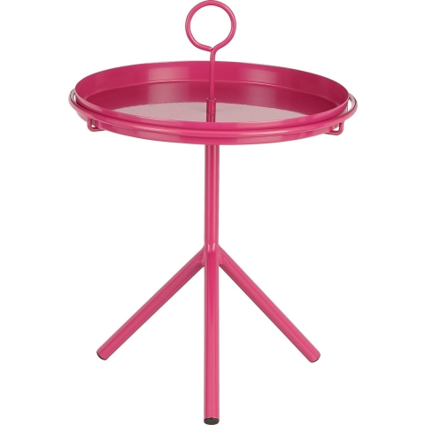 Mica Decorations Aston Bijzettafel met Afneembaar Dienblad - H42 xØ31 cm - Metaal - Fuchsia