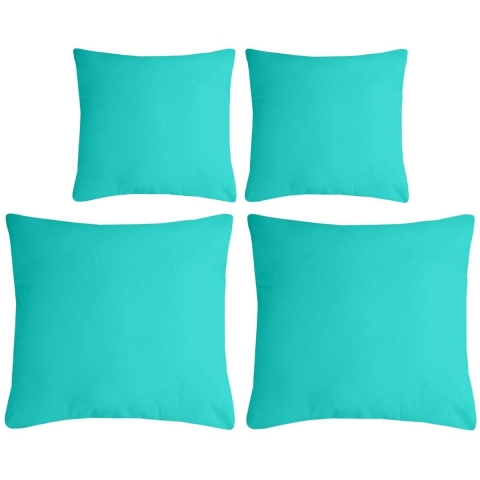 Stof Textile sierkussen Nelson - set 4x - aqua blauw - 2 formaten - polyester -