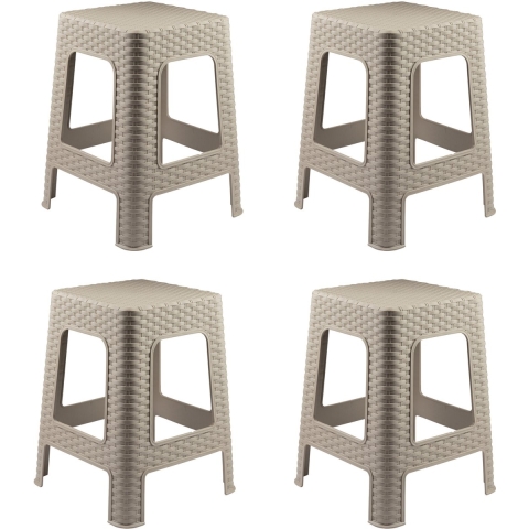 Zit krukjes voor binnen en buiten - 4x - beige - kunststof - 36 x 36 x 45 cm - extra zitplaatsen -