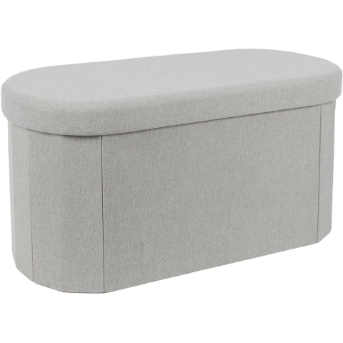 Poef/hocker - opbergbox - ovaal - grijs - polyester - 76 x 38 cm -