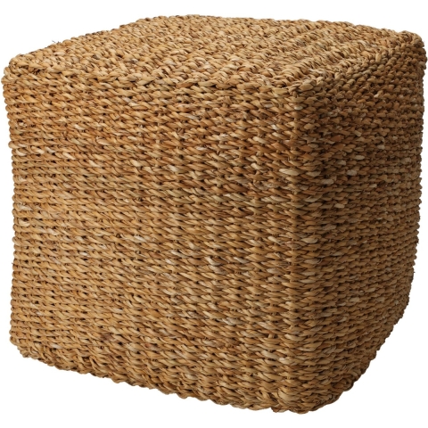 Poef Nature - vierkant - gevlochten zeegras - D40 x H40 cm - bijzet stoeltjes -