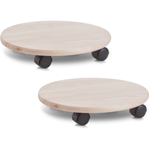Zeller Planten trolley - 4x stuks - multiroller hout - 35 cm - tot 100 kg -
