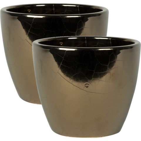 Ter Steege Bloempot - 2x - goud - Scandinavisch - 18 x 16 cm -