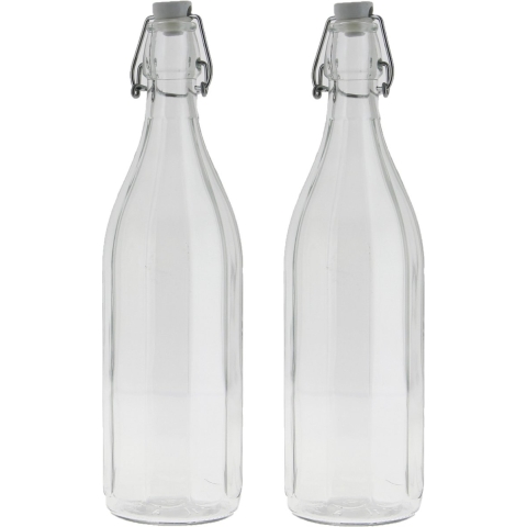 Bormioli rocco waterfles met beugeldop - Set van 10x stuks - helder transparant - 1000 ml - Giara ho -