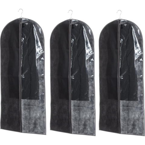 5Five Kleding/beschermhoes - Set van 3x stuks - pp kunststof - met venster - zwart - 135 x 60 cm - K -