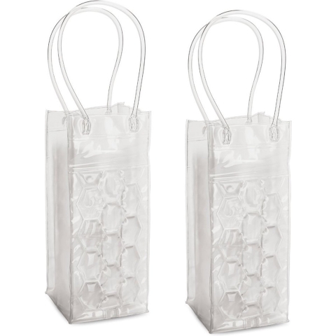 4x stuks transparante PVC koeltas draagtas voor flessen 25 cm -