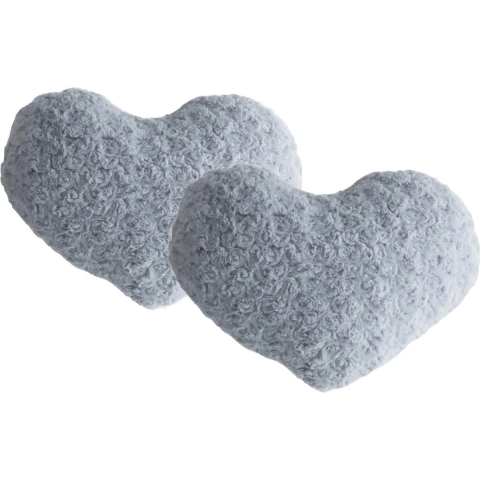2x stuks pluche kussens hart grijs 28 x 36 cm -