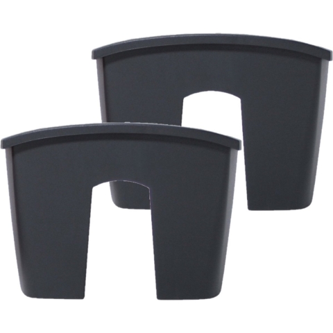 2x stuks balkon railing opzet plantenbakken/bloembakken kunststof 24 x 28 x 20 cm antraciet grijs kl -
