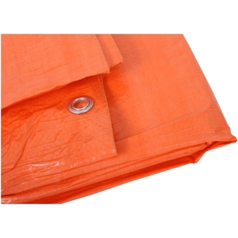 1x stuks outdoor/camping oranje afdekzeil / dekzeil 5 x 6 meter met ringen -