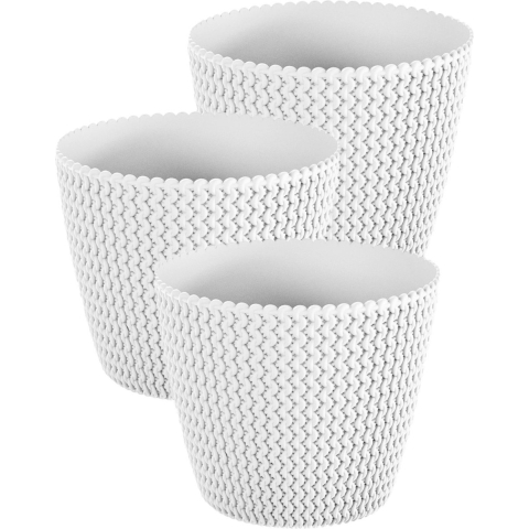 Plantenpot/bloempot Splofy - Pakket van 5x stuks - parel wit - kunststof - D16 x H13 cm - binnen/bui -