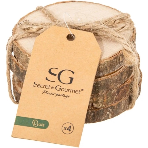 Secret de Gourmet - ronde onderzetters voor glazen - 16x stuks - D10 cm - hout -