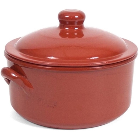 Ovenschaal/stoofpot - Oviedo - aardewerk - D25 x H18 cm - met deksel - bruin -