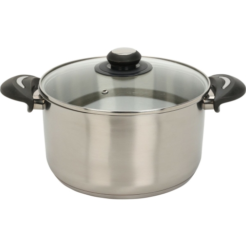 Kookpan klein model met glazen deksel - RVS - 5.4 liter - D24 x H13.5 cm -
