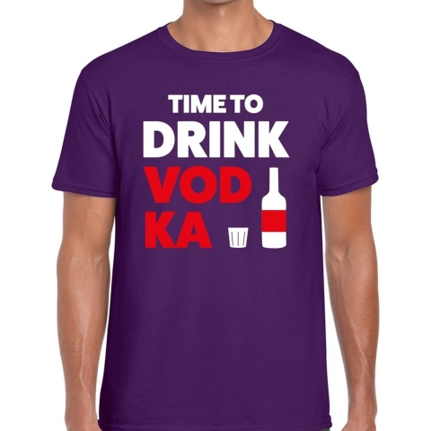 Time to drink Vodka tekst t-shirt paars heren S -