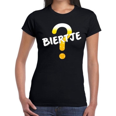 Biertje tekst t-shirt zwart dames L -