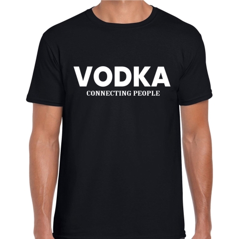 Vodka connecting people drank fun t-shirt zwart voor heren L -