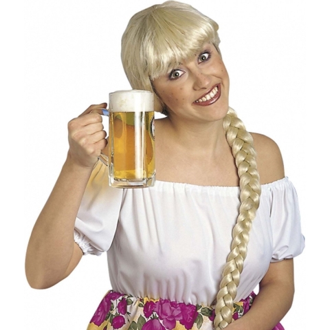 Verkleed pruik - Helga uit Beieren - blond - met pony - damespruik - bierfeest/tirolerfeest -