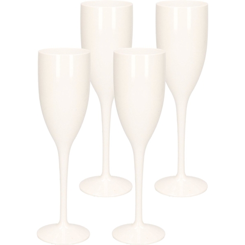Champagne/prosecco flute glas - 12x stuks - wit - 15 cl/150 ml - onbreekbaar transparant kunststof - -
