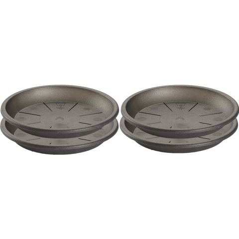 Set van 6x stuks water opvangschaal bakje Planten/bloempot antraciet grijs rond 24 cm -