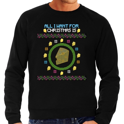 Foute Kersttrui/sweater voor heren - All I want is - kaas - zwart 2XL -