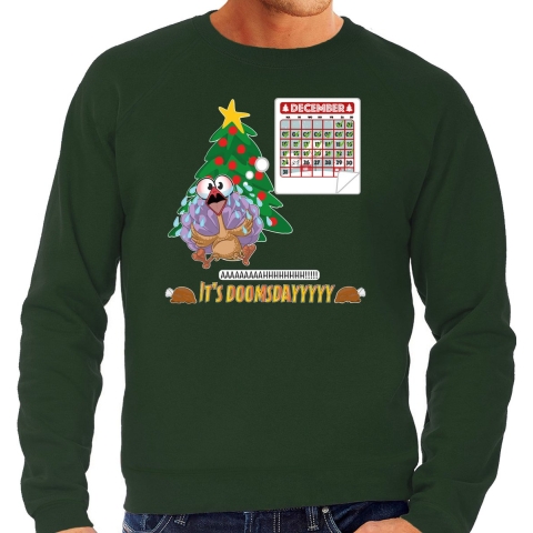 Foute Kersttrui/sweater voor heren - doomsday - groen - kalkoen M -
