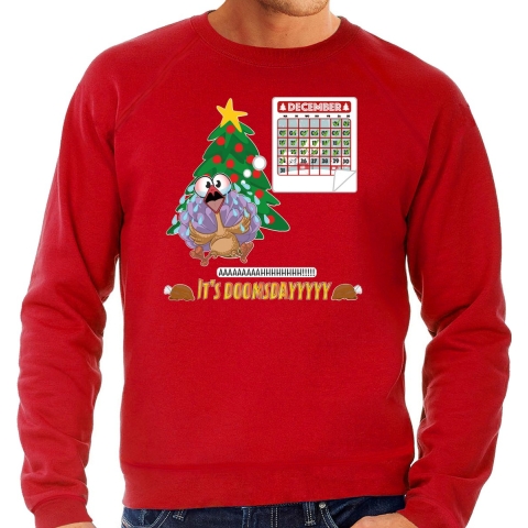 Foute Kersttrui/sweater voor heren - doomsday - rood - kalkoen M -
