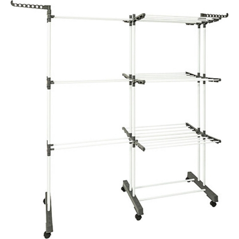 Wasrek/droogrek - wit - metaal - 140 x 53 x 170 cm - staand - kledingrek -