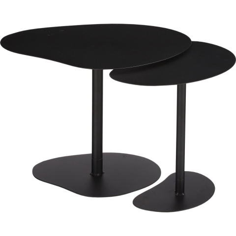 Mica Decorations Bijzettafel - Set van 2 - L55 x B41 x H40 cm - Metaal - Zwart