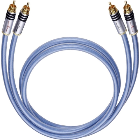 Cinch Audio Aansluitkabel [2x Cinch-stekker - 2x Cinch-stekker] 0.50 m Blauw Vergulde steekcontacten Oehlbach XXL® Series 2