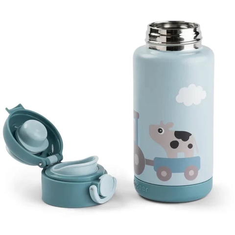 Done by Deer Thermofles - 340 ml - Tiny Farm - Blauw - Done by Deer - OneSize - Thermofles