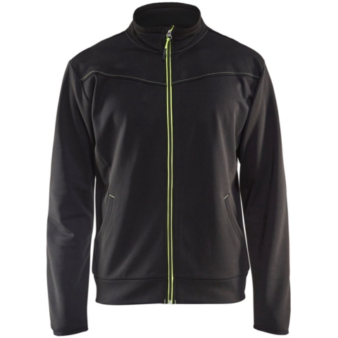 Blåkläder Service Sweatshirt met rits 33622526 | Zwart/High-Vis Geel | Maat XS - 7330509550854