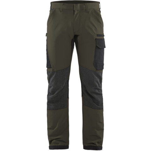 Blåkläder Service werkbroek met 4-weg stretch 14221645 | Groen/Zwart | Maat 52 - 7330509734223