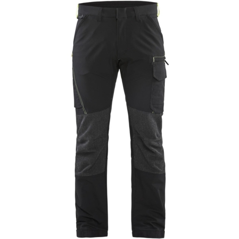 Blåkläder Service werkbroek met 4-weg stretch 14221645 | Zwart/High-Vis Geel | Maat 50 - 7330509718353