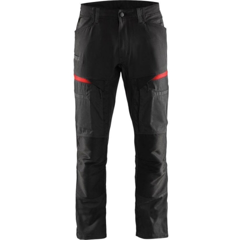 Blåkläder Service werkbroek met stretch 14561845 | Zwart/Rood | Maat 46 - 7330509651483