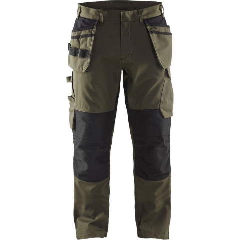 Blåkläder Service werkbroek met stretch en spijkerzakken 14961330 | Groen/Zwart | Maat 54 - 7330509547816