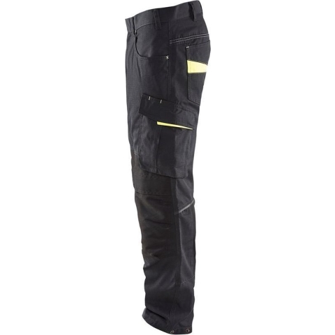 Blåkläder Service werkbroek met stretch zonder spijkerzakken 14951330 | Zwart/High-Vis Geel | Maat 50 - 7330509544334