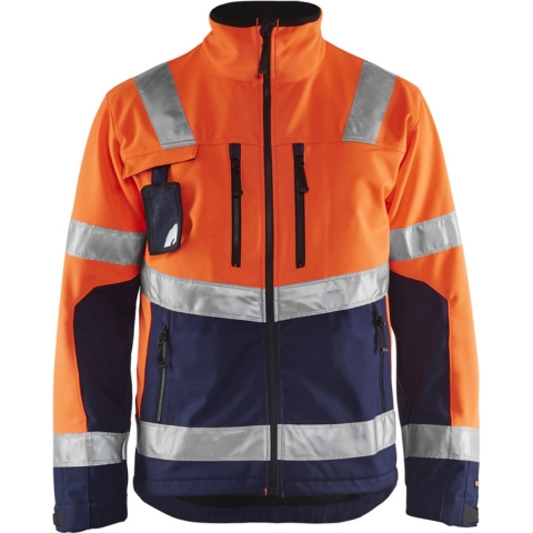 Blåkläder Softshell jack High-Vis 49002517 | High Vis Oranje/Marineblauw | Maat 3XL - 7330509390078