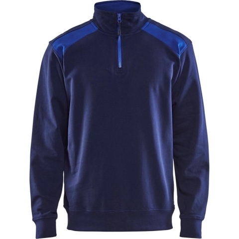 Blåkläder Sweatshirt bicolour met halve rits 33531158 | Marineblauw/Korenblauw | Maat XS - 7330509456071