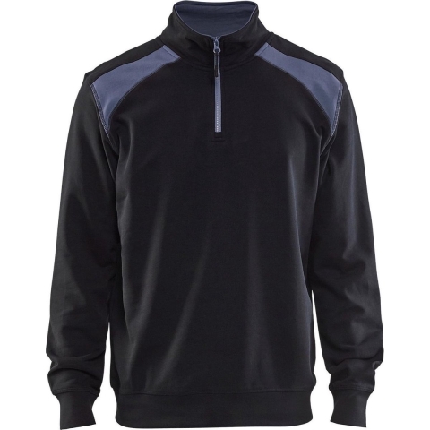 Blåkläder Sweatshirt bicolour met halve rits 33531158 | Zwart/Grijs | Maat 4XL - 7330509456347