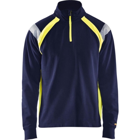 Blåkläder Sweatshirt halve rits Visible 34321158 | Marine/High-Vis Geel | Maat 4XL - 7330509595534