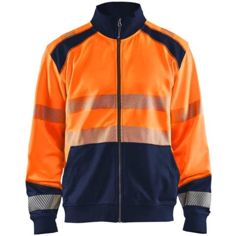Blåkläder Sweatshirt hele rits High-Vis 35582528 | High-Vis Oranje/Marineblauw | Maat M - 7330509623596